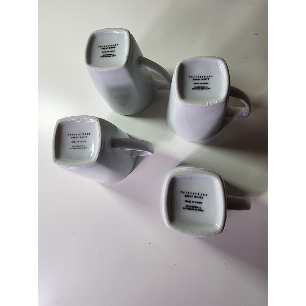 POTTERY BARN Great White Square Base 4.5" Tall Coffee Mugs - Set of 4 - Picture 9 of 11